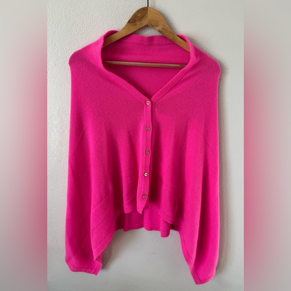 Lilly Pulitzer Harp Cashmere Cape Sweater Cerise Pink OS - Picture 2 of 8